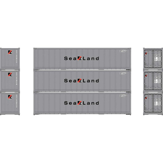 40' Smooth Side Cont Sealand 3-pac #2 Athearn