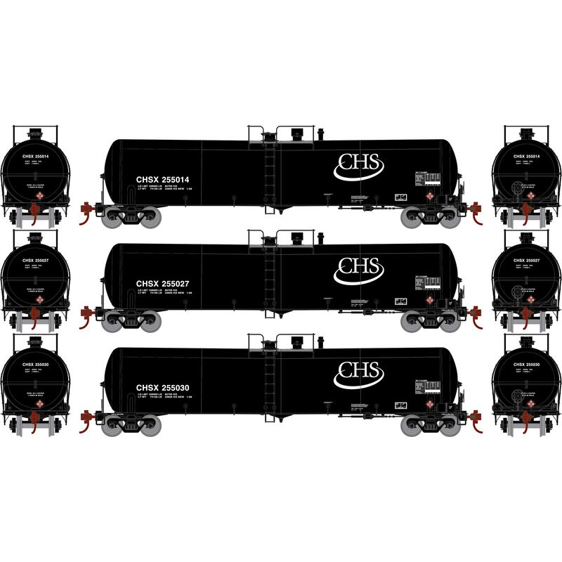 30,000 Gal Ethanol Tank Car CHSX 3-pac #1 N-Scale Athearn