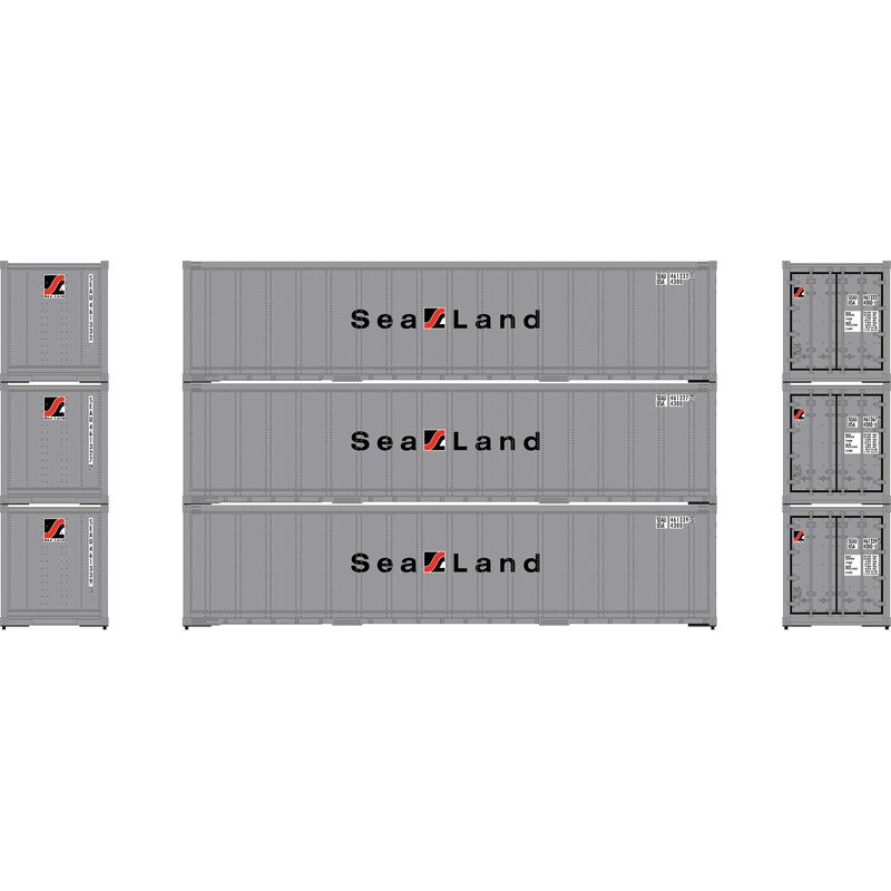 40' Smooth Side Cont Sealand 3-pac #2 Athearn