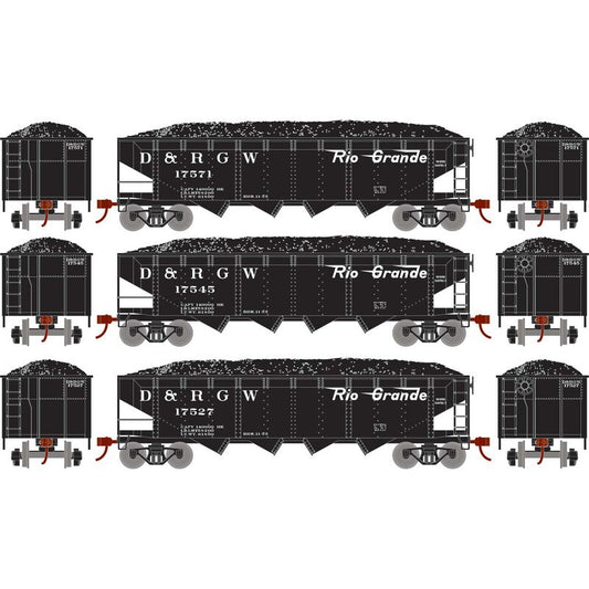 40' 3-Bay Hopp D&RGW 3-pac Athearn