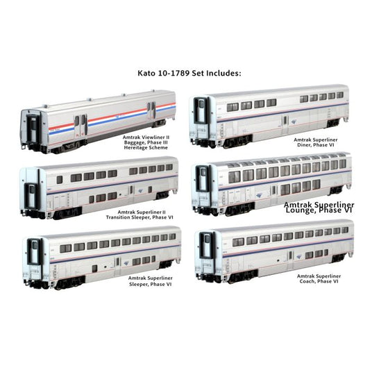 Amtrak Superliner PHVI Set  N-Scale Kato